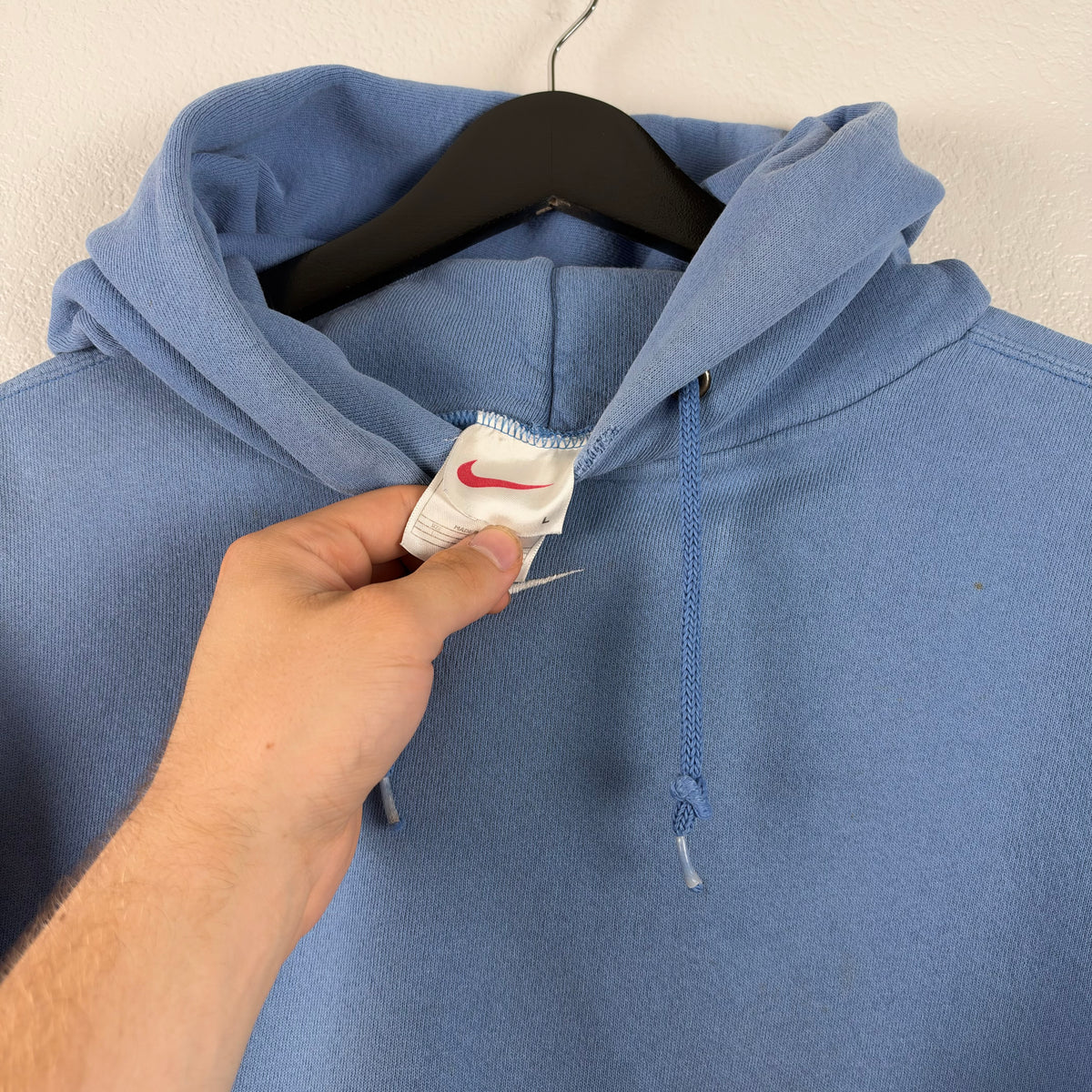 90s Sky Blue Nike Center Swoosh Hoodie - L/XL