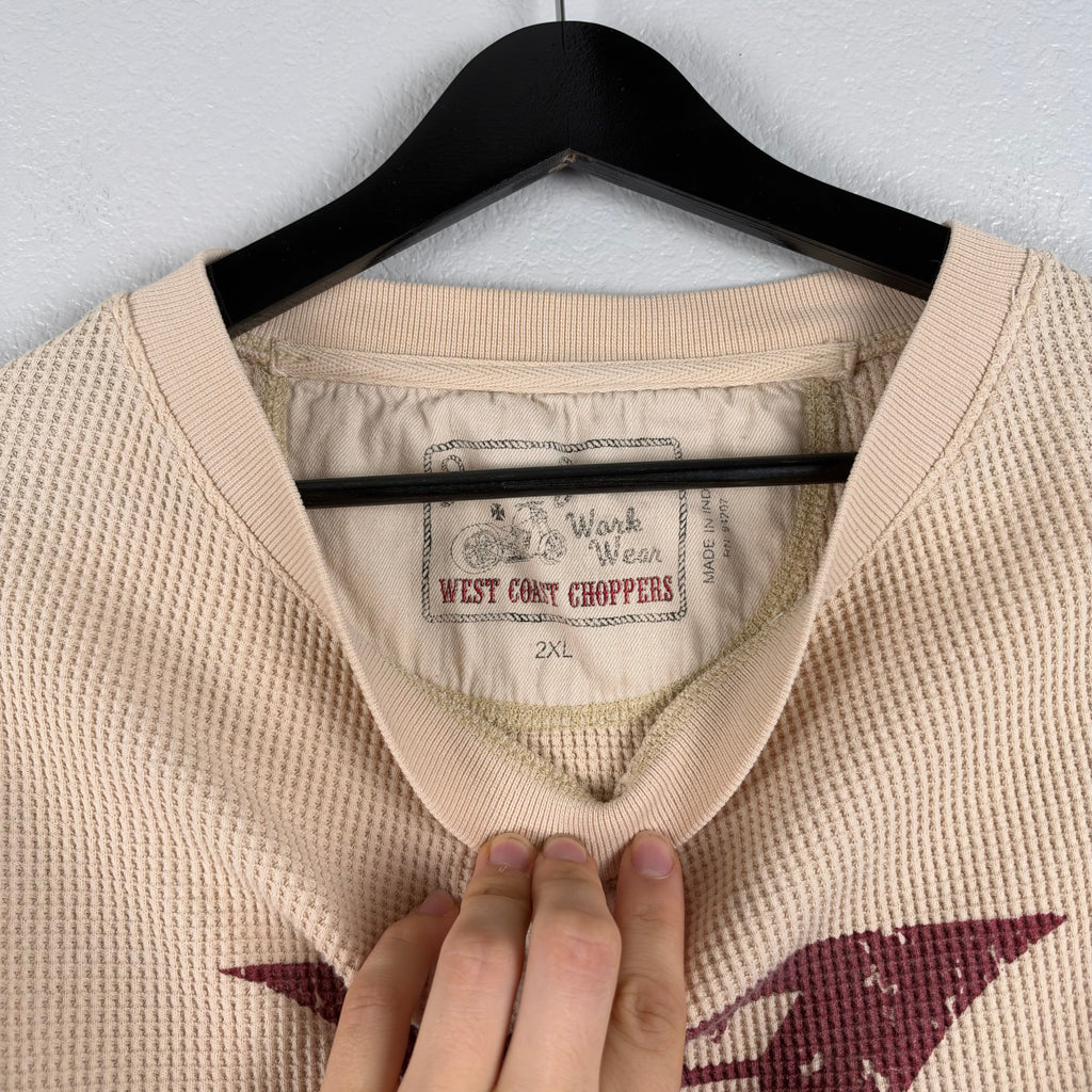 2000s Baggy Cream West Coast Choppers Thermal Longsleeve - XXL