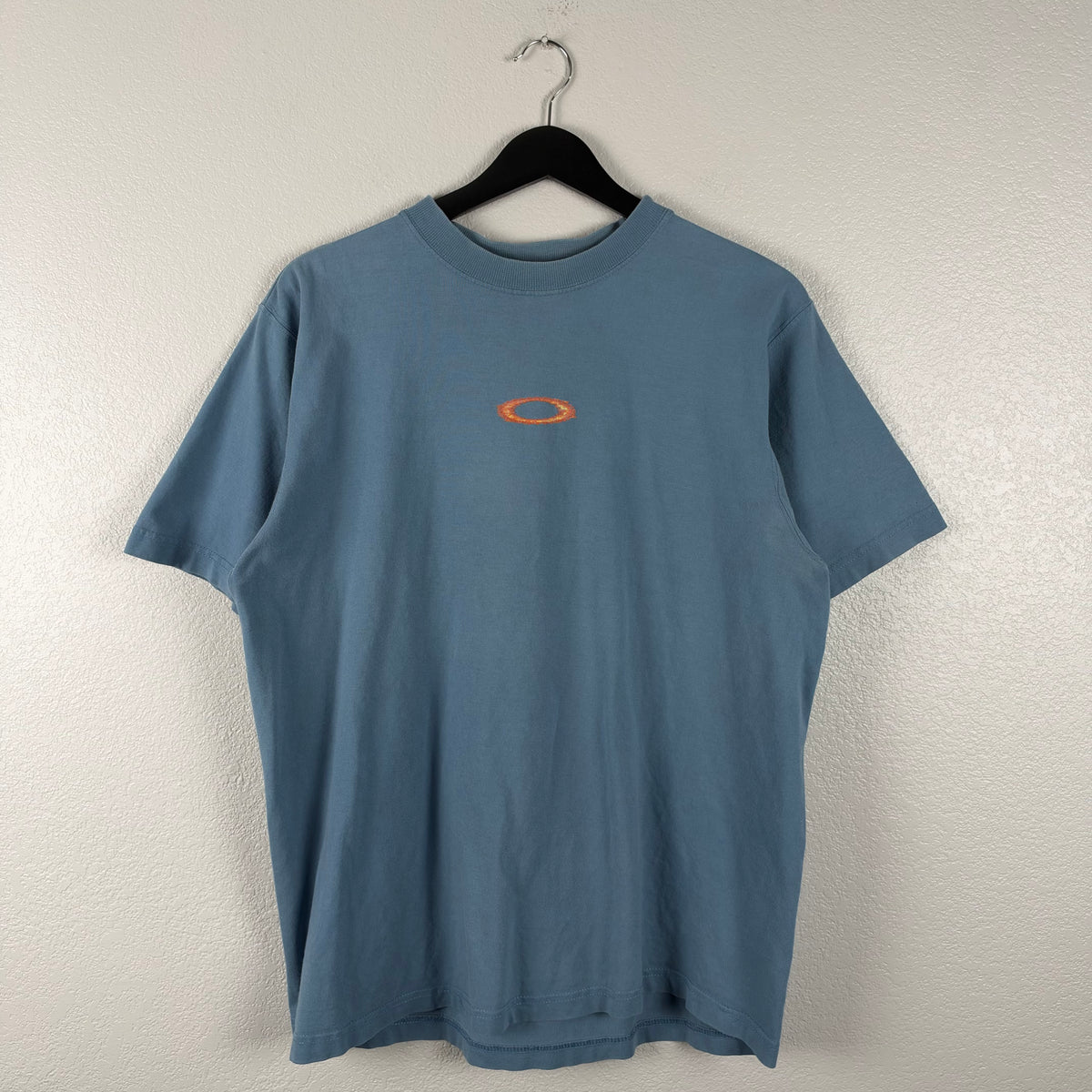 90s Baby Blue Oakley Software Mad Scientist Flame Tshirt - M/L