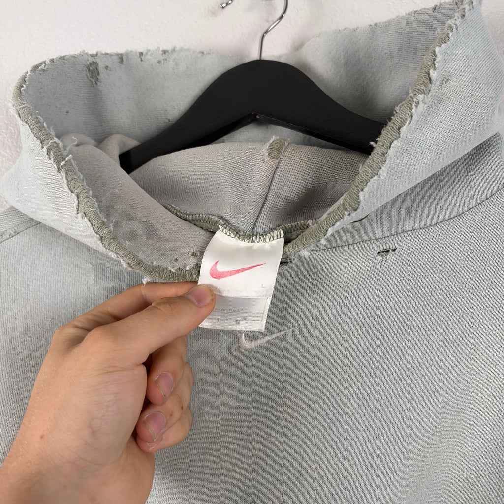 Crazy Thrashed 90s Marshmallow Nike Center Swoosh Hoodie - L/XL