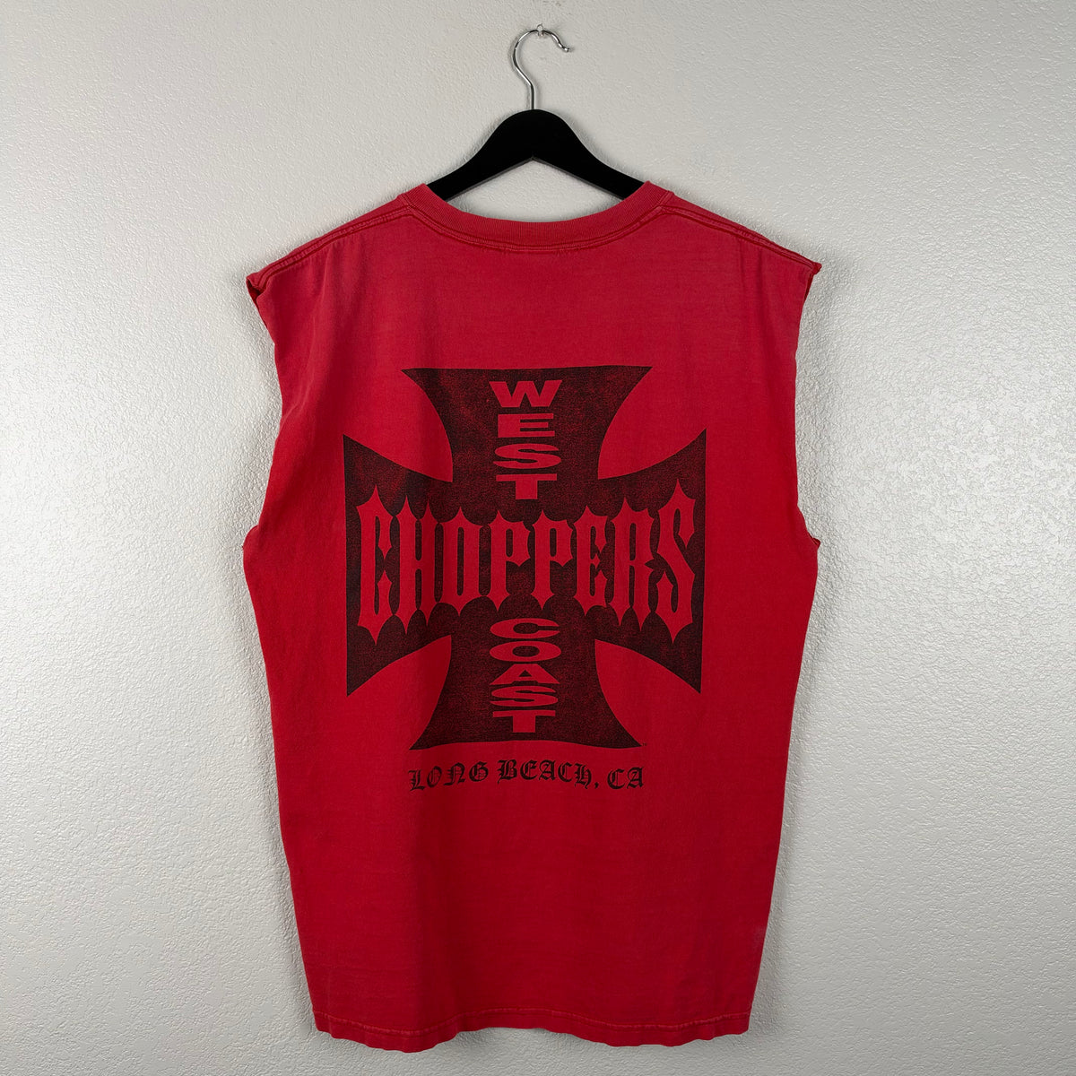 Faded Red West Coast Choppers Cut Off Shirt - L