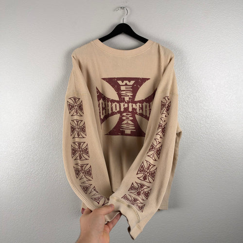 2000s Baggy Cream West Coast Choppers Thermal Longsleeve - XXL