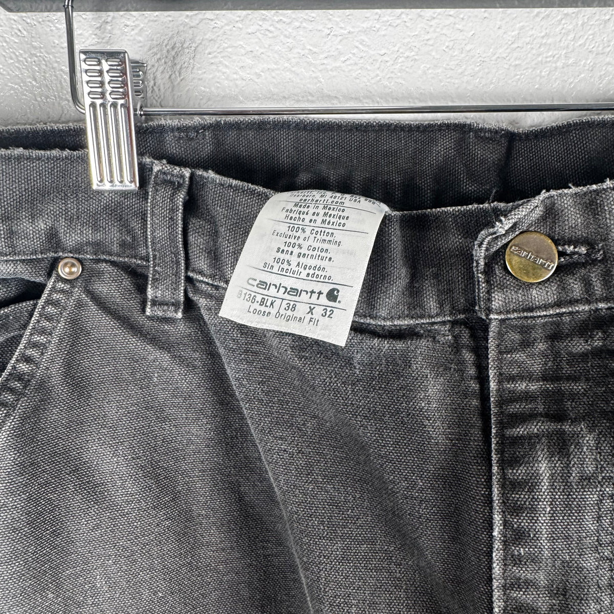 Faded Black Carhartt Double Knees - 38x32
