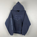 Faded Distressed Navy Fox Hoodie -  L