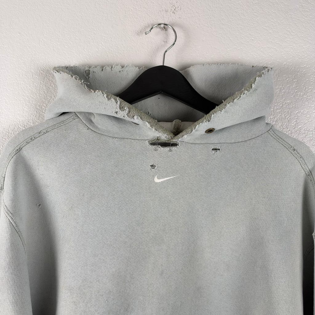 Crazy Thrashed 90s Marshmallow Nike Center Swoosh Hoodie - L/XL