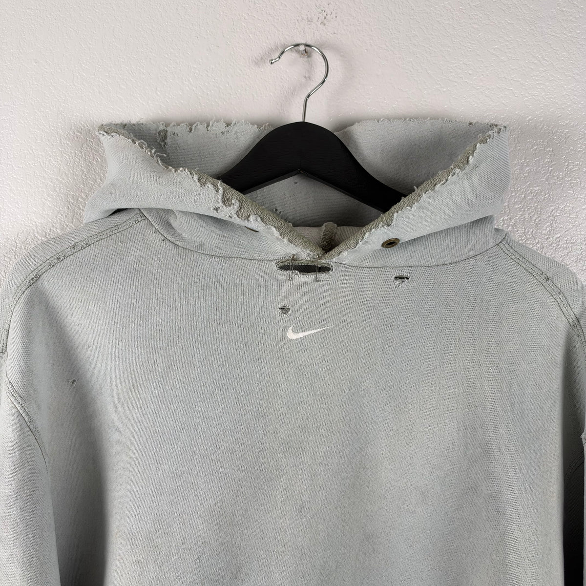 Crazy Thrashed 90s Marshmallow Nike Center Swoosh Hoodie - L/XL