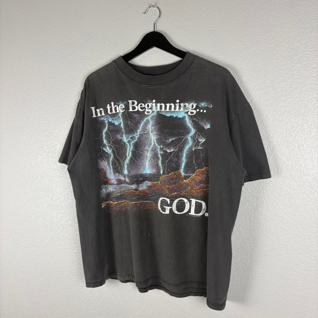 Faded 1991 In the Beginning God Jesus Tee - L
