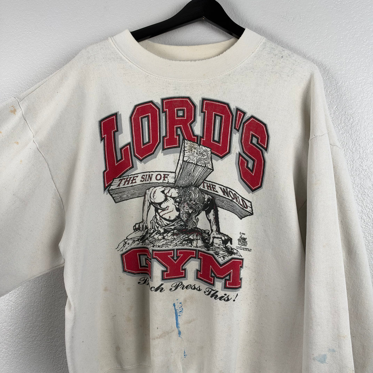 Early 90s Paint Splattered Lords Gym Crewneck - XL