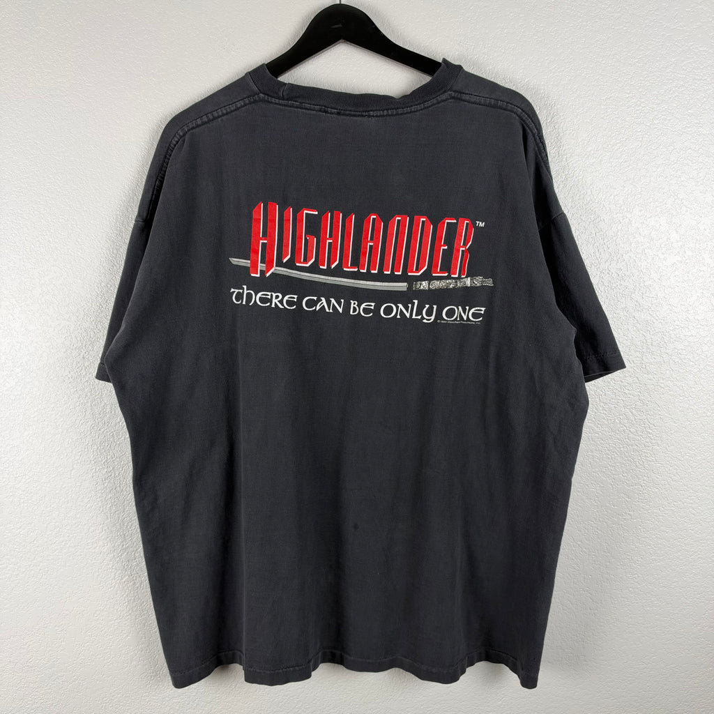 90s Faded Boxy Highlander Sword Spiral Tshirt - XL
