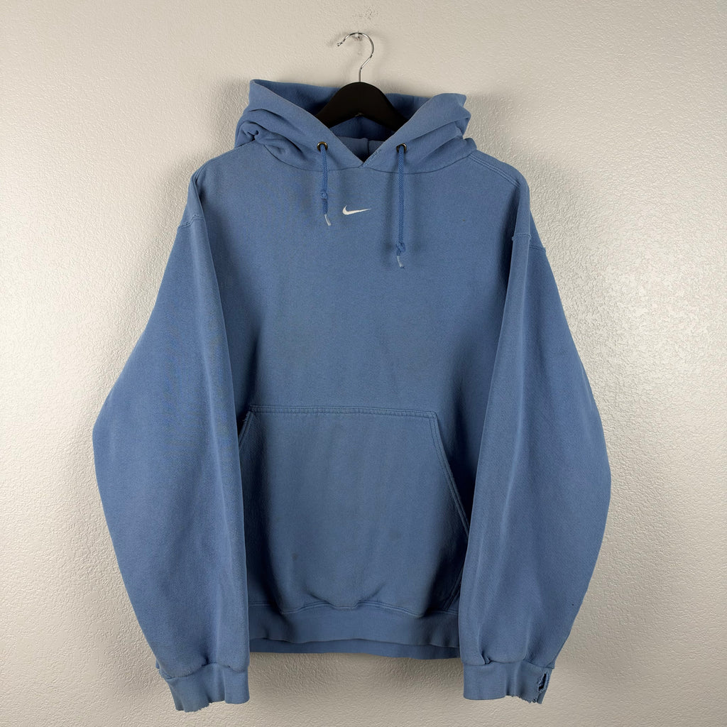 90s Sky Blue Nike Center Swoosh Hoodie - L/XL