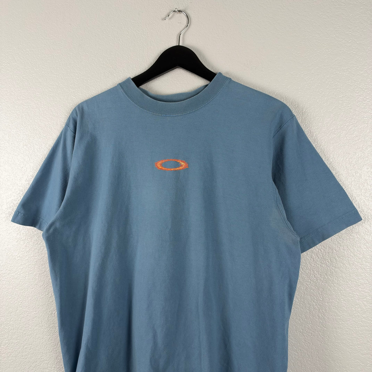 90s Baby Blue Oakley Software Mad Scientist Flame Tshirt - M/L