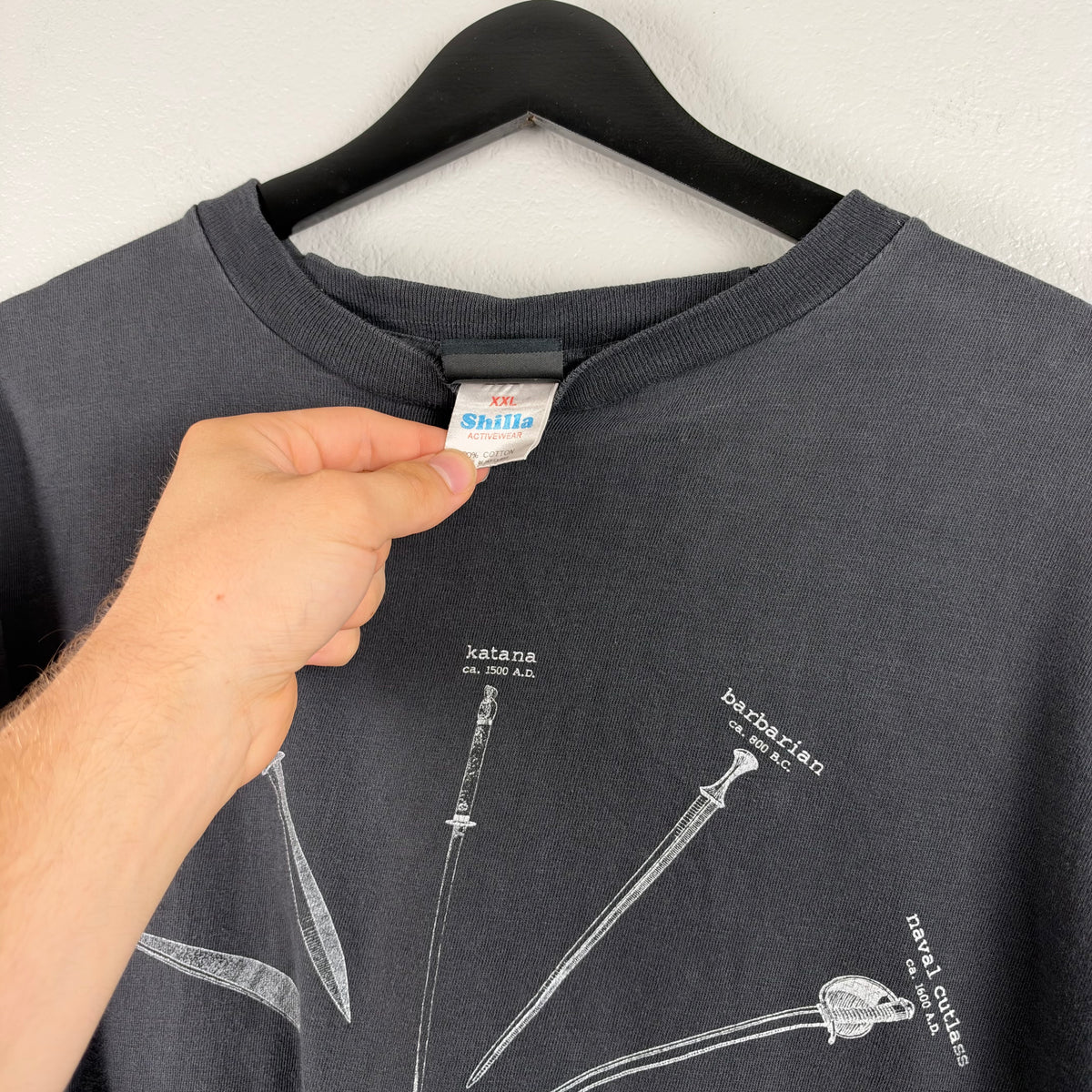 90s Faded Boxy Highlander Sword Spiral Tshirt - XL
