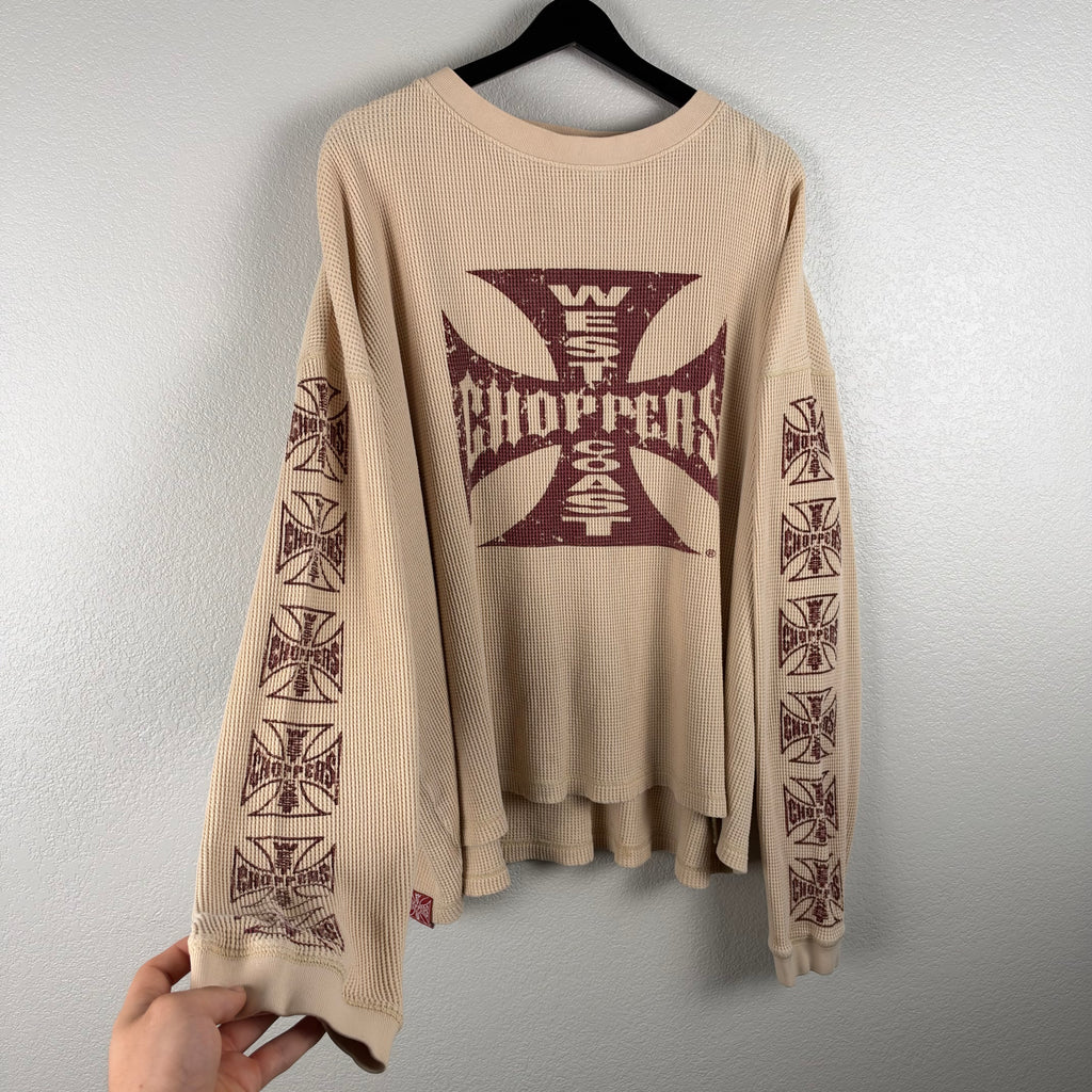 2000s Baggy Cream West Coast Choppers Thermal Longsleeve - XXL