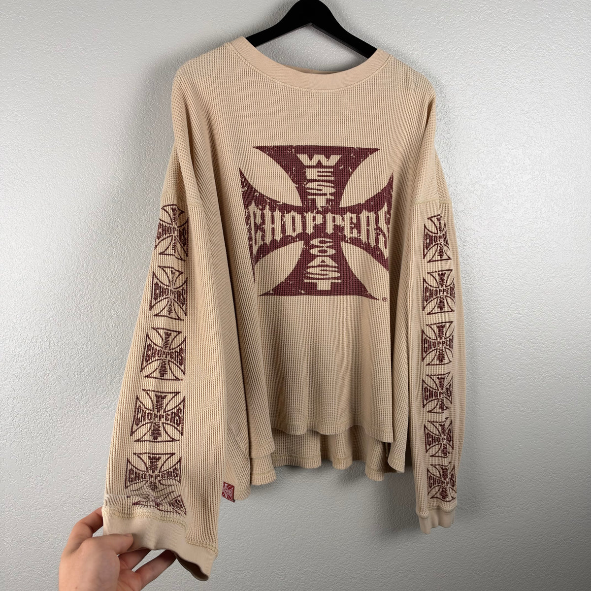 2000s Baggy Cream West Coast Choppers Thermal Longsleeve - XXL