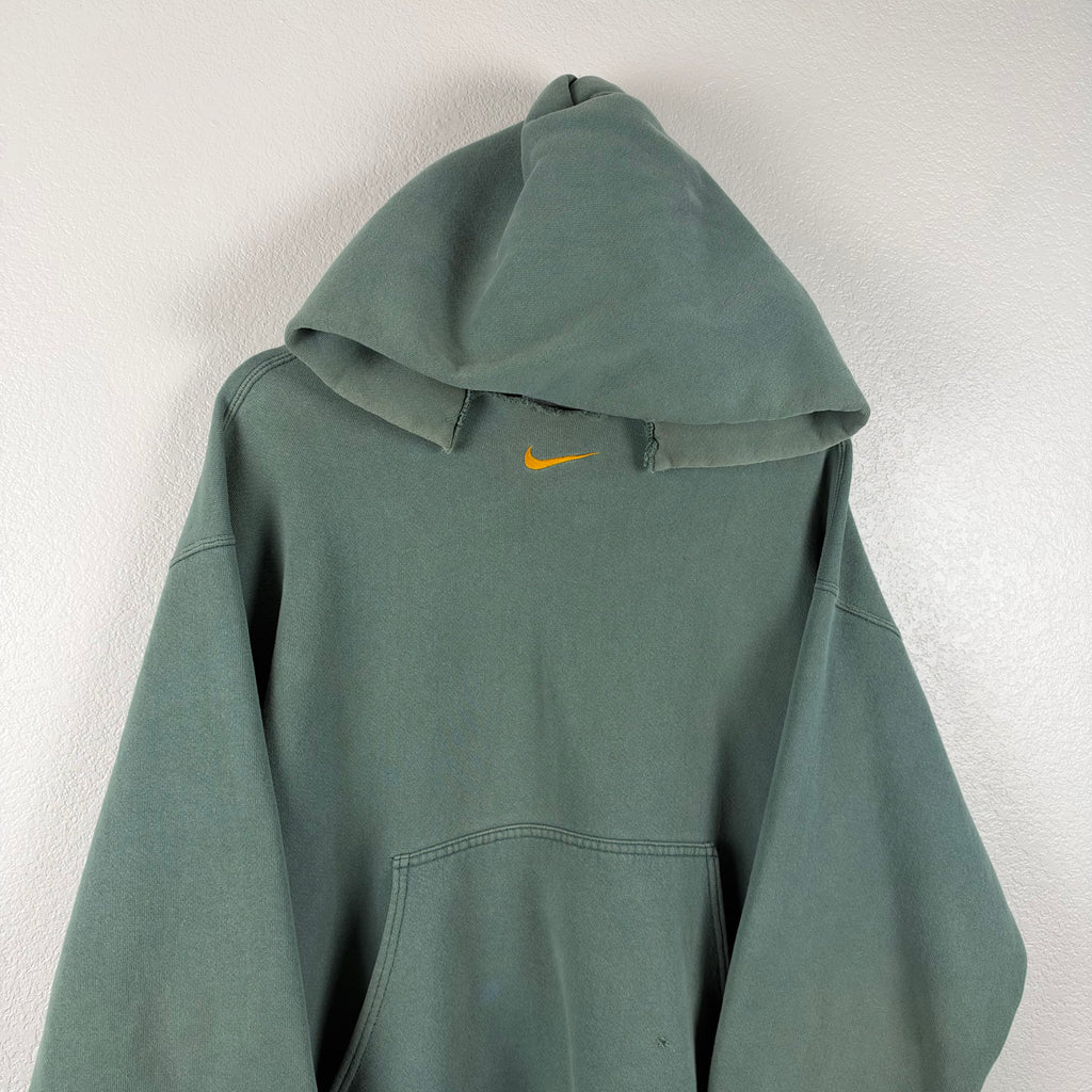 90s Faded Jade Green Nike Center Swoosh Hoodie - L