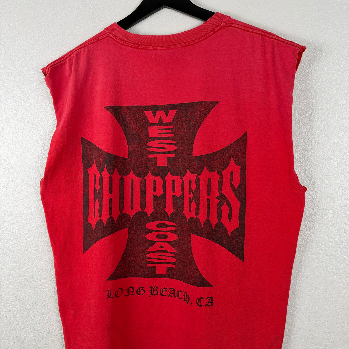 Faded Red West Coast Choppers Cut Off Shirt - L