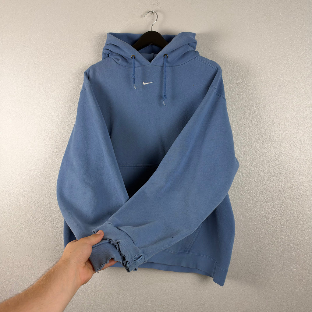 90s Sky Blue Nike Center Swoosh Hoodie - L/XL
