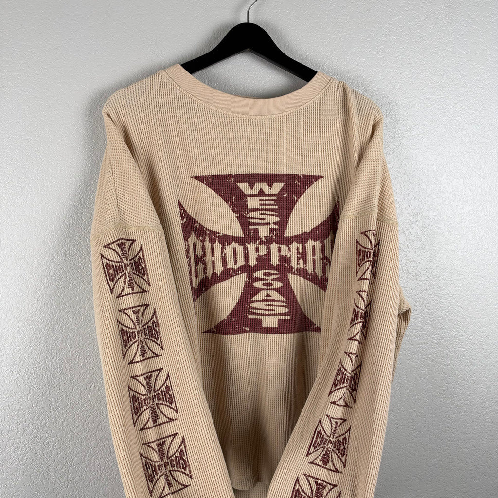 2000s Baggy Cream West Coast Choppers Thermal Longsleeve - XXL