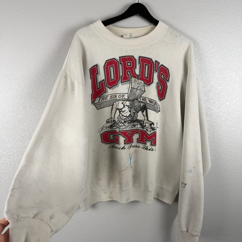 Early 90s Paint Splattered Lords Gym Crewneck - XL