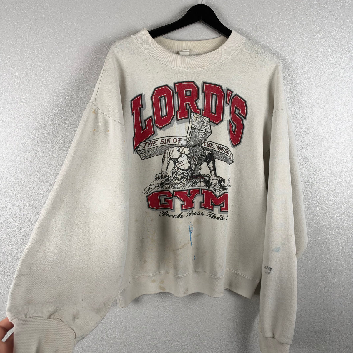 Early 90s Paint Splattered Lords Gym Crewneck - XL