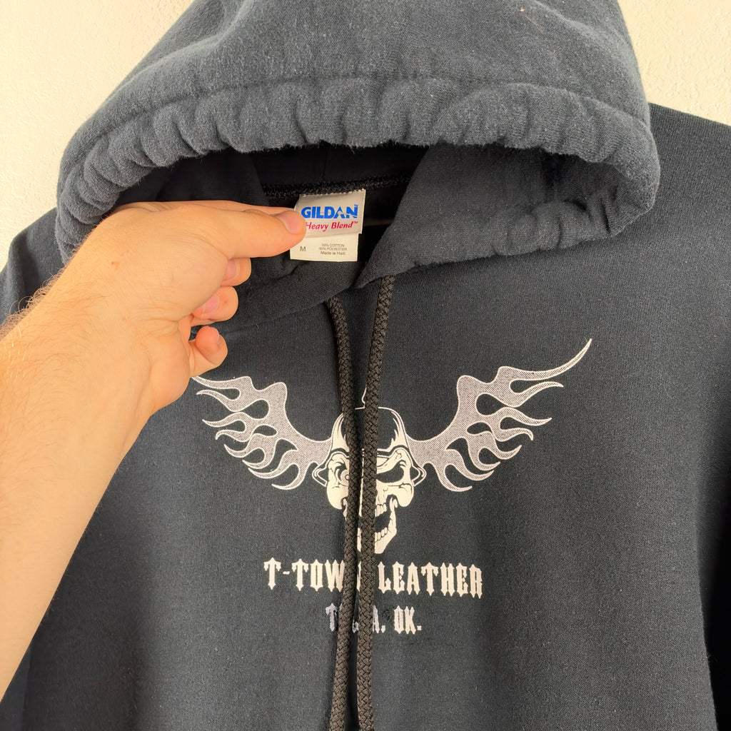 2000s Helmet Skull Spider Biker Hoodie - M