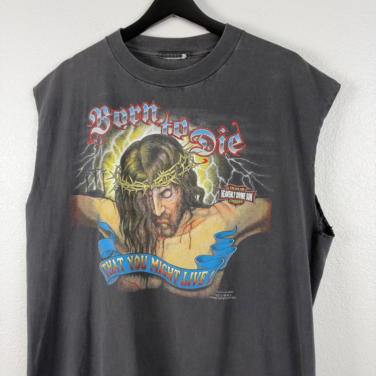 90s Heavenly Divine Son Jesus Cut Off Shirt - L/XL