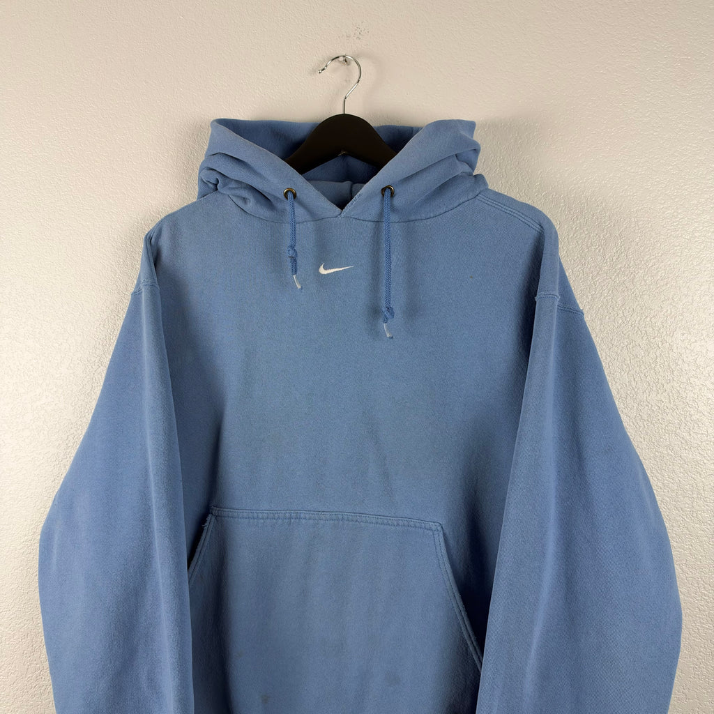 90s Sky Blue Nike Center Swoosh Hoodie - L/XL