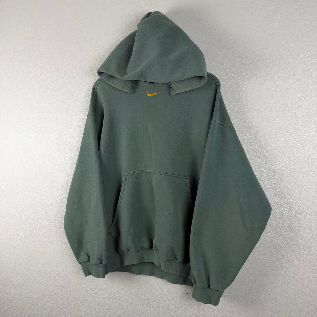 90s Faded Jade Green Nike Center Swoosh Hoodie - L