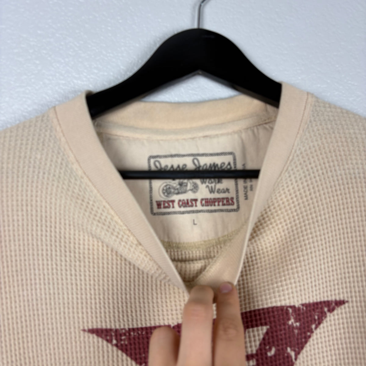 2000s Cream West Coast Choppers Thermal Longsleeve - L/XL