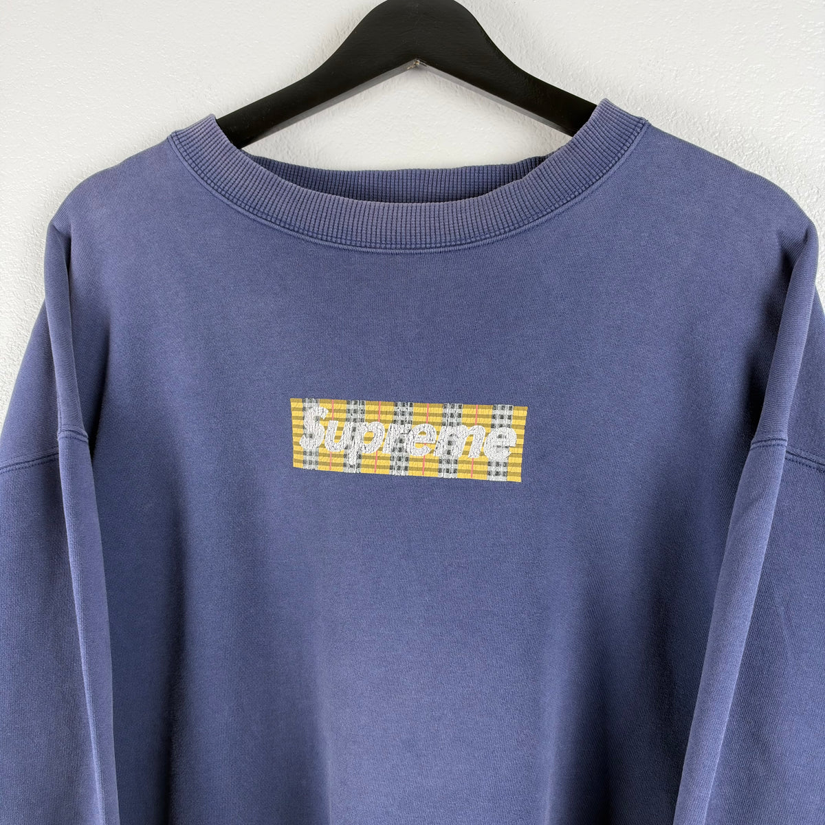 Grail 90s Faded Navy Supreme x Burberry Bootleg Crewneck - XL