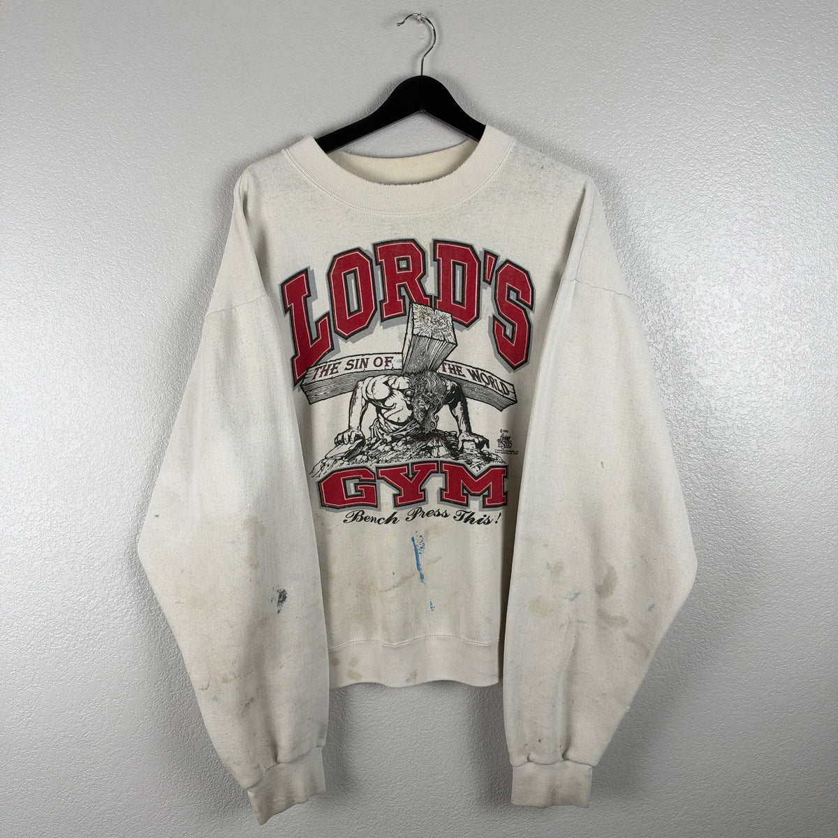 Early 90s Paint Splattered Lords Gym Crewneck - XL
